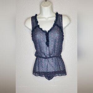 💚5/$25 Heritage 1981 100% Silk Ditsy Floral Chemise Sleeveless Blouse Sz Large